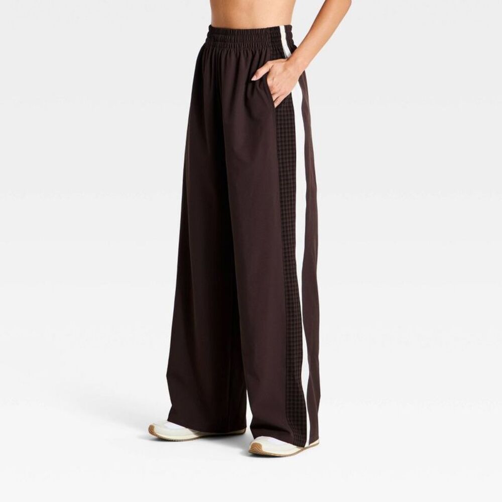 Women's Woven High-Rise Gingham Track Pants - All In Motion Brown XS